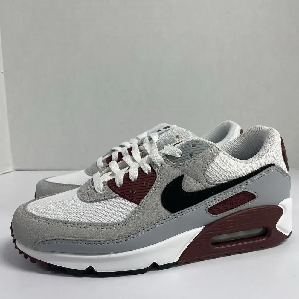 Nike Air Max 90 Dark Team Red FN6958 101 Size 8.5 White Grey Mesh Low Top Shoe